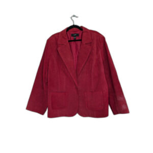 Vintage Suede Leather Sz 3X Alfani Woman Red Lined Blazer Jacket Plus 2 Pocket